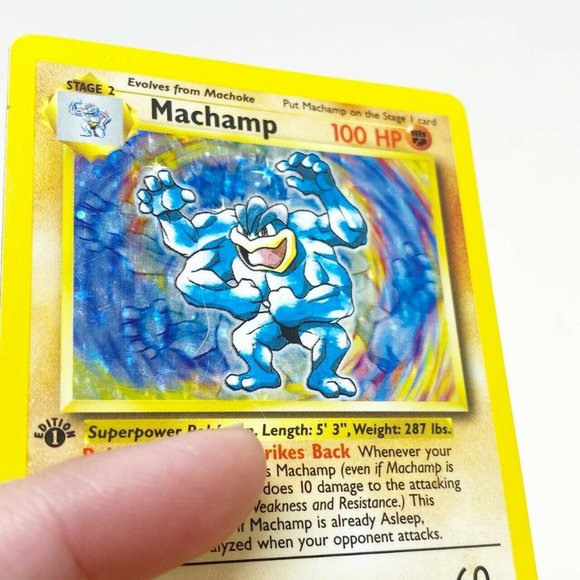 Pokemon MACHAMP 1st Edition Holo Rare 8/102 Base - Picture 8 of 13